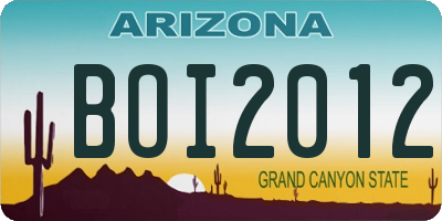 AZ license plate BOI2012