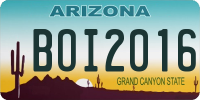 AZ license plate BOI2016