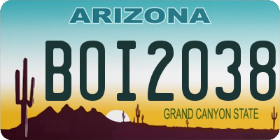 AZ license plate BOI2038