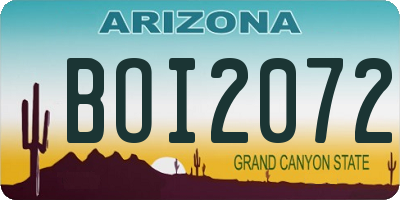 AZ license plate BOI2072