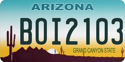 AZ license plate BOI2103