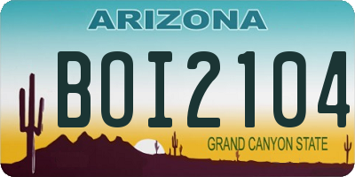 AZ license plate BOI2104