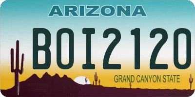 AZ license plate BOI2120