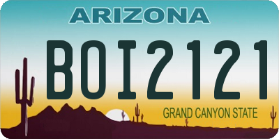 AZ license plate BOI2121
