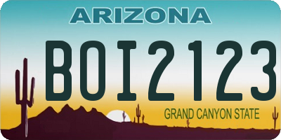 AZ license plate BOI2123