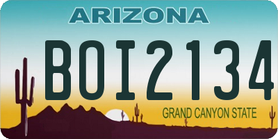 AZ license plate BOI2134