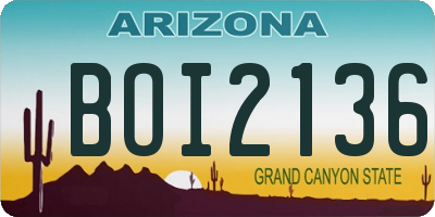 AZ license plate BOI2136