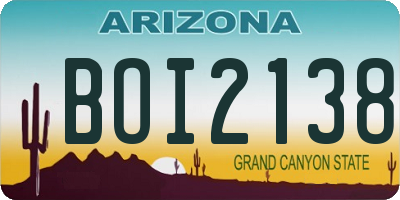 AZ license plate BOI2138