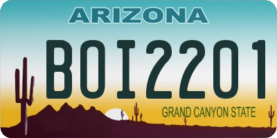 AZ license plate BOI2201