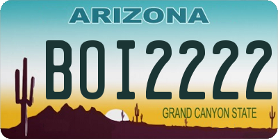 AZ license plate BOI2222