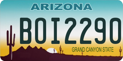 AZ license plate BOI2290