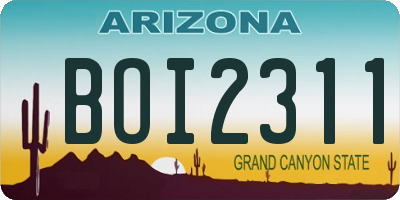 AZ license plate BOI2311