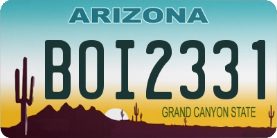 AZ license plate BOI2331