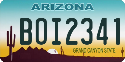 AZ license plate BOI2341