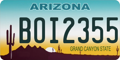 AZ license plate BOI2355