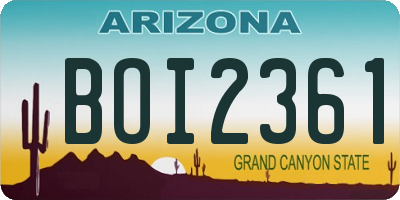 AZ license plate BOI2361