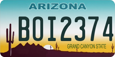 AZ license plate BOI2374