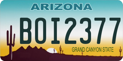 AZ license plate BOI2377