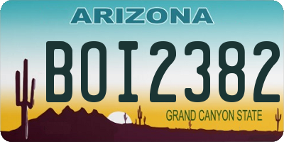 AZ license plate BOI2382