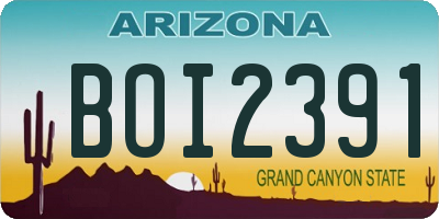 AZ license plate BOI2391