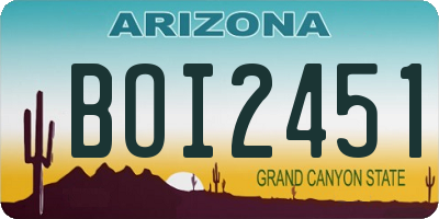 AZ license plate BOI2451
