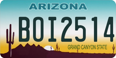 AZ license plate BOI2514