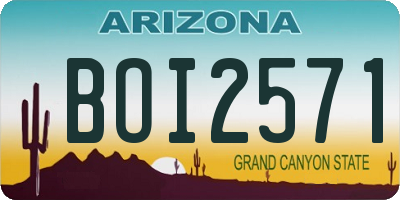 AZ license plate BOI2571