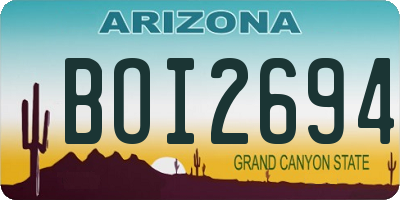 AZ license plate BOI2694
