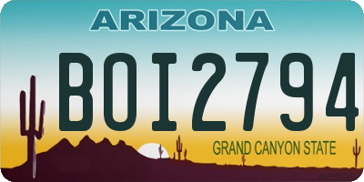 AZ license plate BOI2794