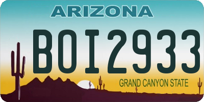 AZ license plate BOI2933