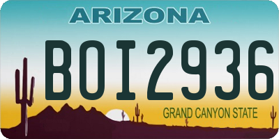AZ license plate BOI2936