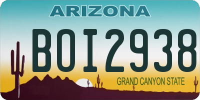 AZ license plate BOI2938