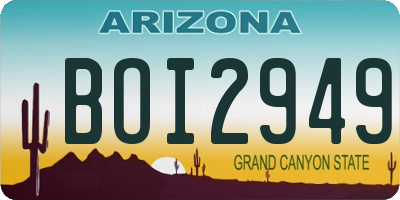 AZ license plate BOI2949