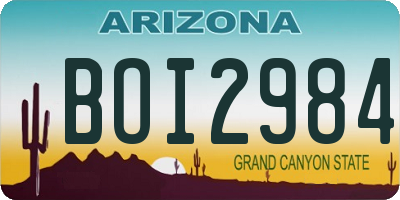 AZ license plate BOI2984