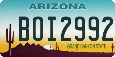 AZ license plate BOI2992