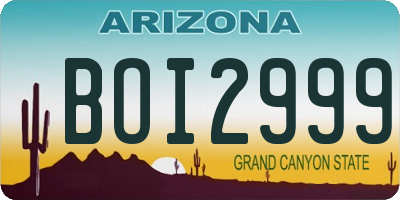 AZ license plate BOI2999