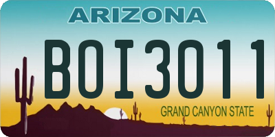 AZ license plate BOI3011
