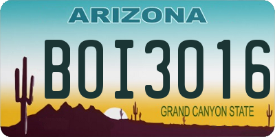 AZ license plate BOI3016