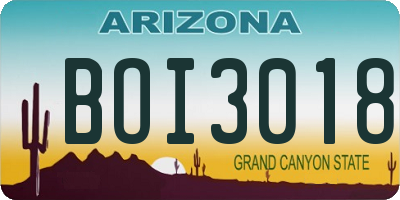 AZ license plate BOI3018