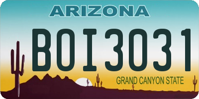 AZ license plate BOI3031