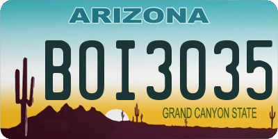 AZ license plate BOI3035