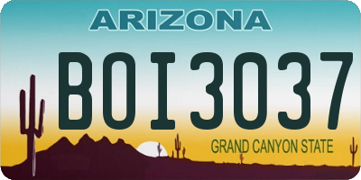 AZ license plate BOI3037