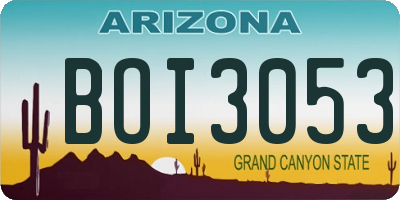 AZ license plate BOI3053