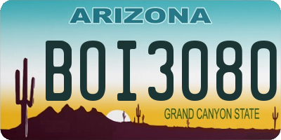 AZ license plate BOI3080