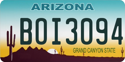 AZ license plate BOI3094
