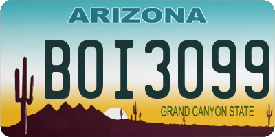 AZ license plate BOI3099