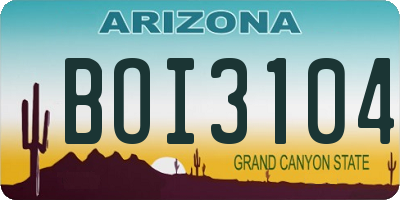 AZ license plate BOI3104