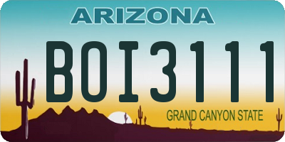 AZ license plate BOI3111