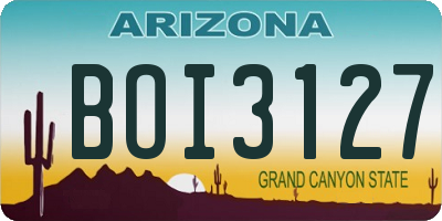 AZ license plate BOI3127