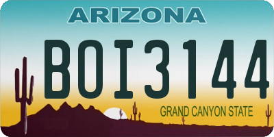 AZ license plate BOI3144